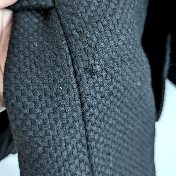 Prada 100% Virgin Wool Black Woven Pea-Style Coat Size 42 Medium - Picture 6 of 8